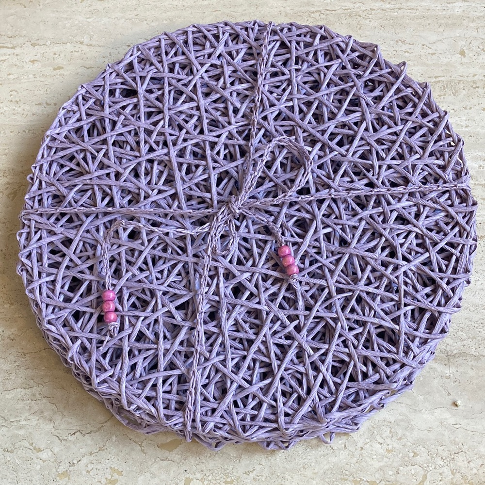 8 Lavender placemats raffia straw